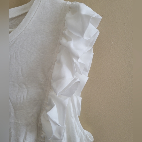 4/$15 SALE BCBGMAXAZRIA | Optic White Flutter Sleeve Tank Top Blouse NEW X-Large - Picture 4 of 8